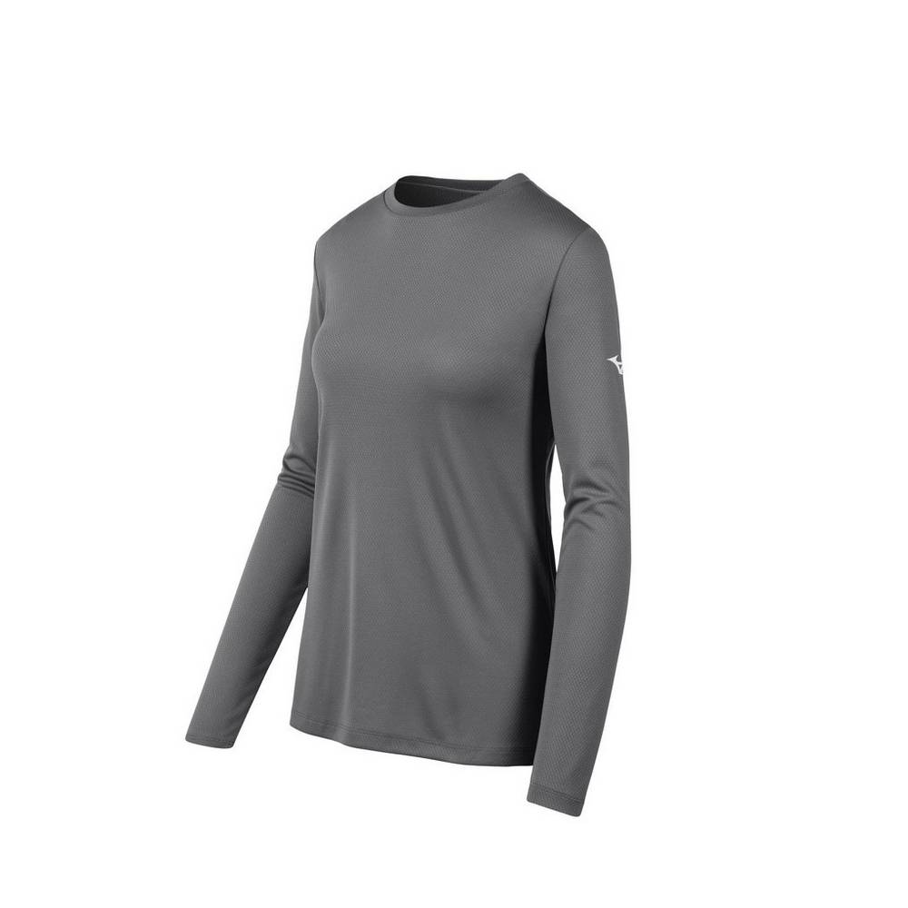 Camisetas Mizuno Long Sleeve Mujer Gris Outlet MXFL-03612